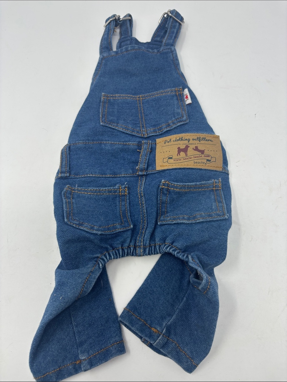 Denim Dog Overalls with Pocket Detail - Blue